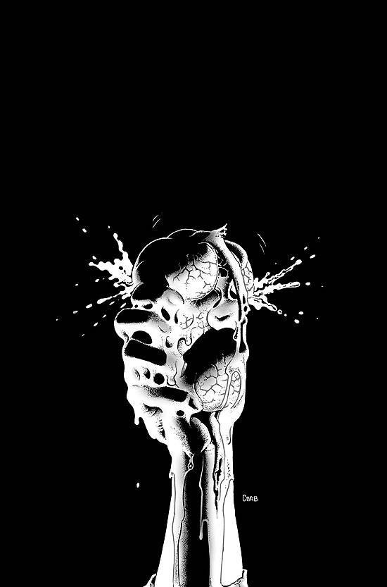 Richard Corben, black-and-white artwork for the cover of Haunt of Horror: Edgar Allan Poe #2/3 (2006).